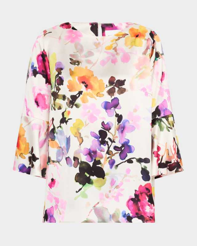 Bella Floral-Print Satin Tunic